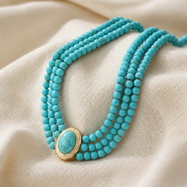 Turkoosi Triple-Strand Kaulapanta Kaulakoru