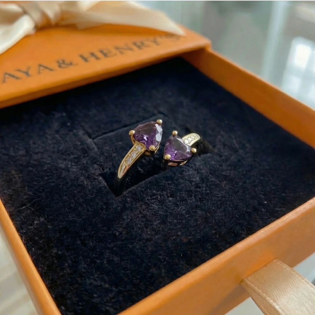 Noctira Violetti sydänkääre-sormus | Kulta