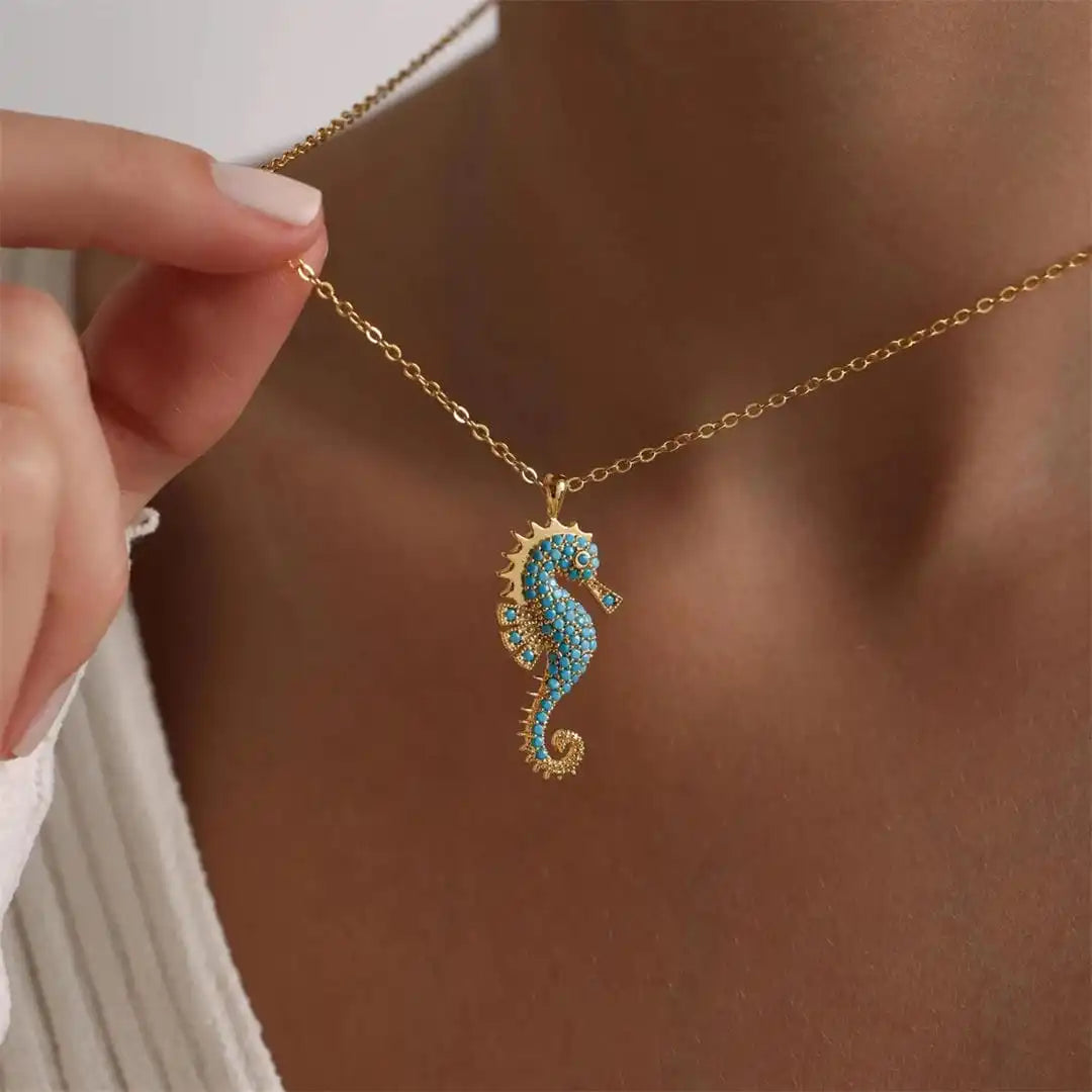 Kulta Seahorse Turkoosi Riipuskaulakoru