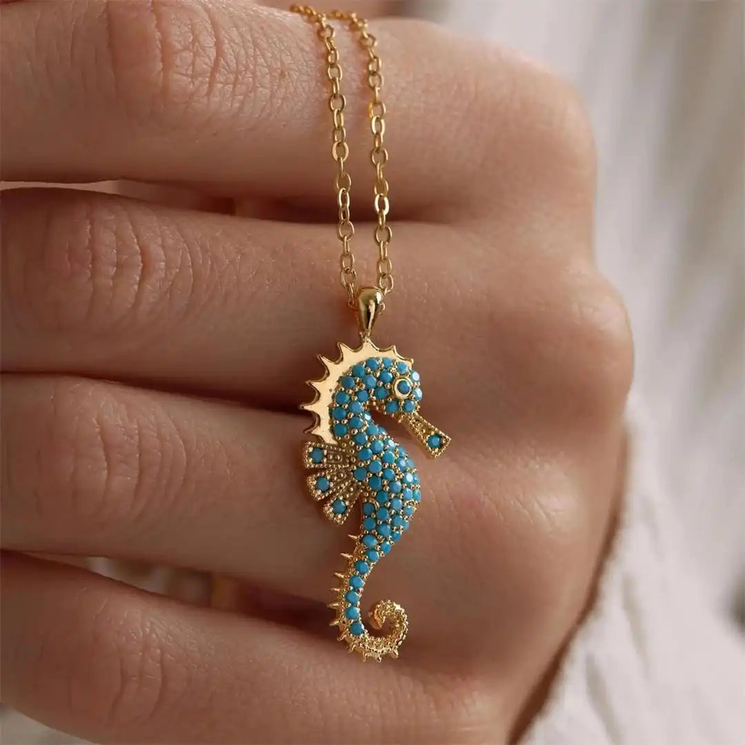 Kulta Seahorse Turkoosi Riipuskaulakoru