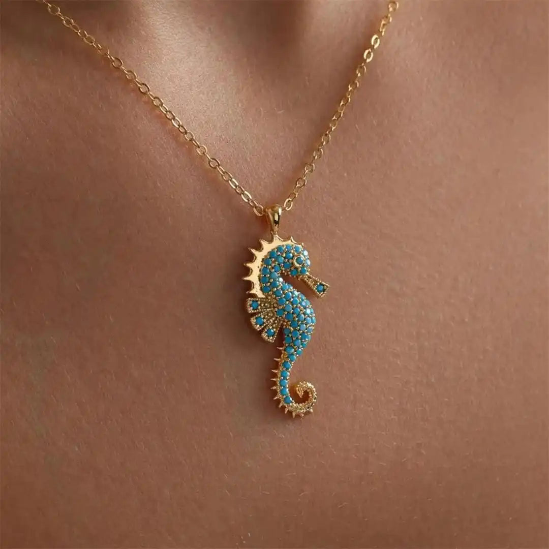 Kulta Seahorse Turkoosi Riipuskaulakoru