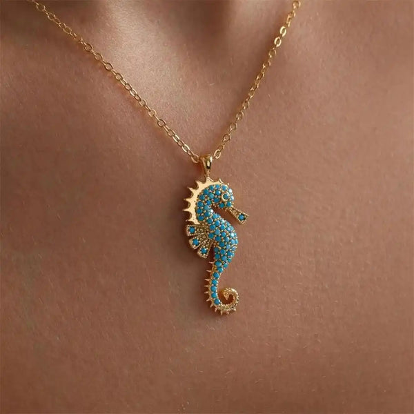 Kulta Seahorse Turkoosi Riipuskaulakoru