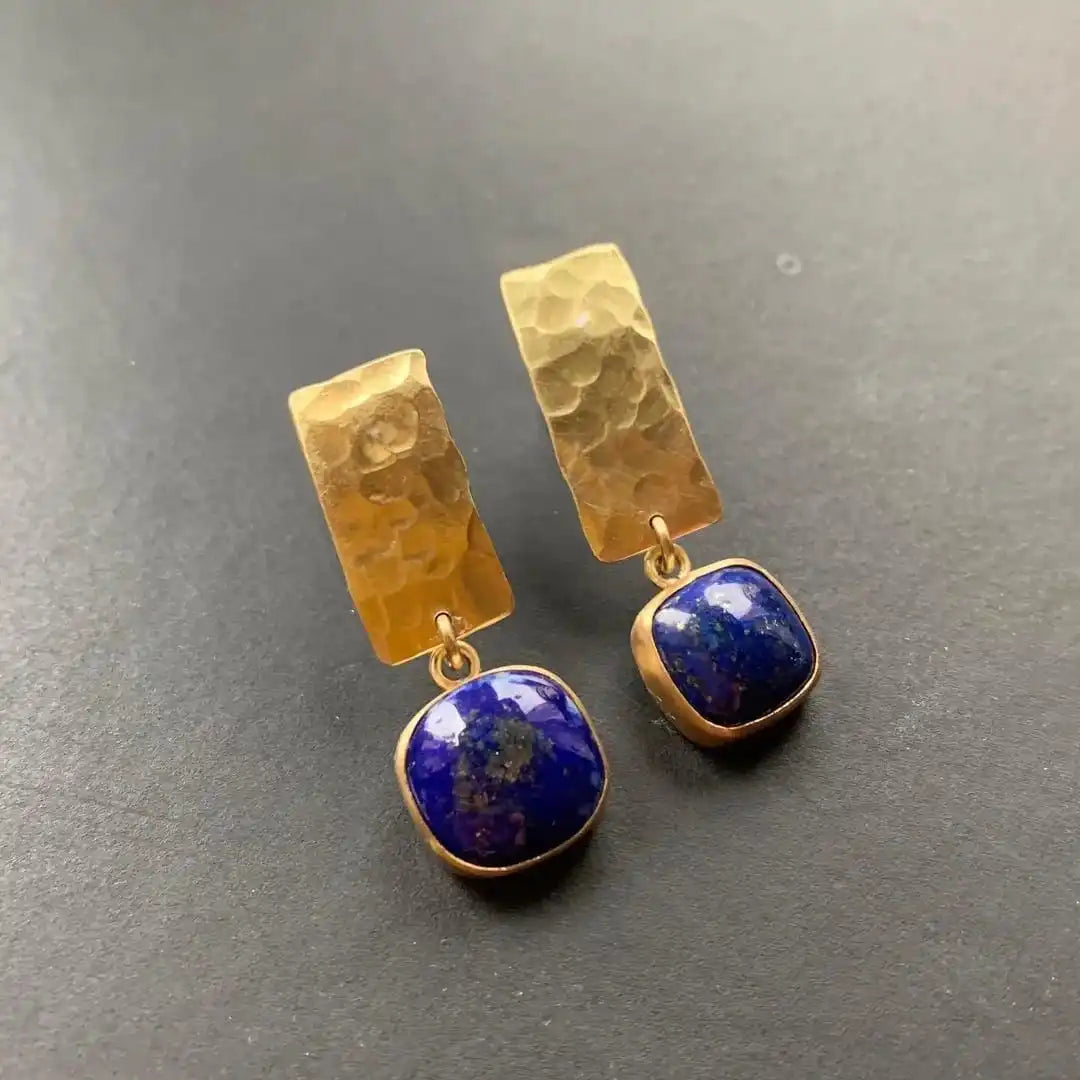 Boho Lapis Lazuli Neliö Shape Pisarakorvakorut