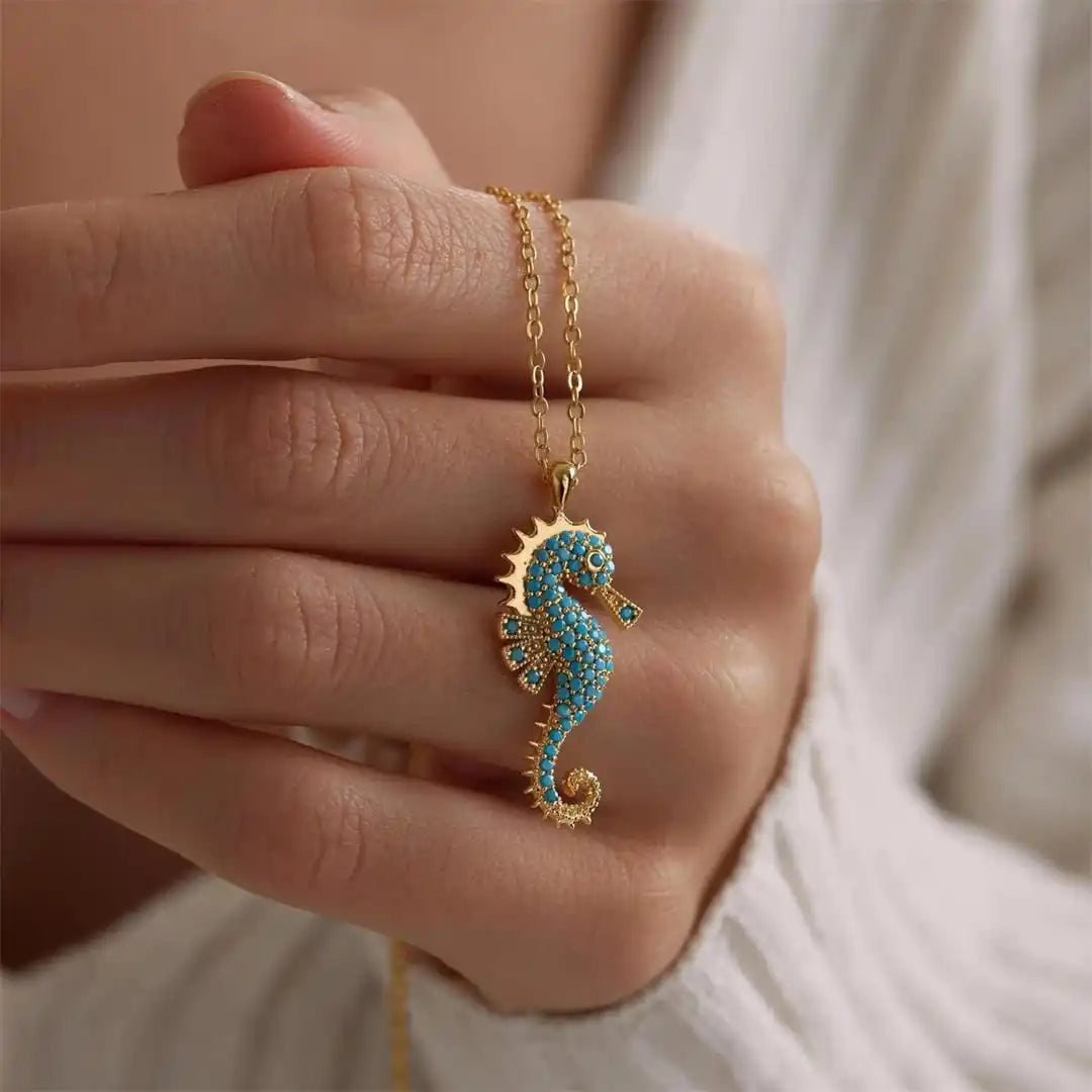 Kulta Seahorse Turkoosi Riipuskaulakoru