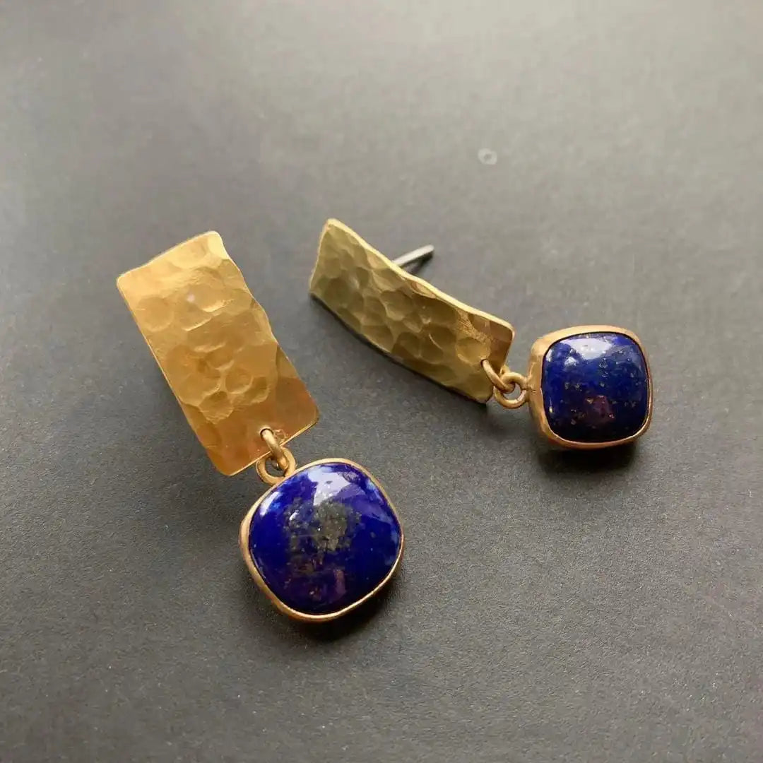 Boho Lapis Lazuli Neliö Shape Pisarakorvakorut