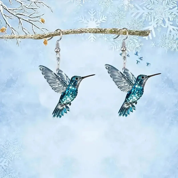 Sininen kristalli kolibri korvakorut