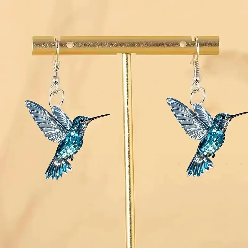 Sininen kristalli kolibri korvakorut