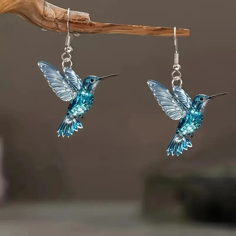 Sininen kristalli kolibri korvakorut