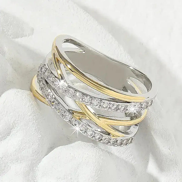 SilverGold Radiance Zirkonia Sormus
