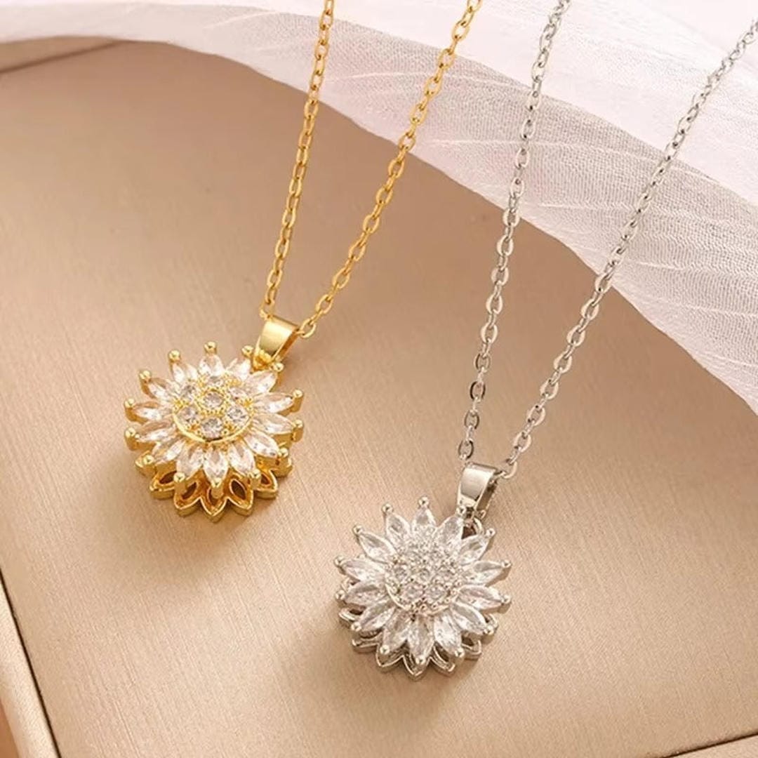 Trendy Hopea Sunflower Zirkoni Kaulakoru & Korvakorut set